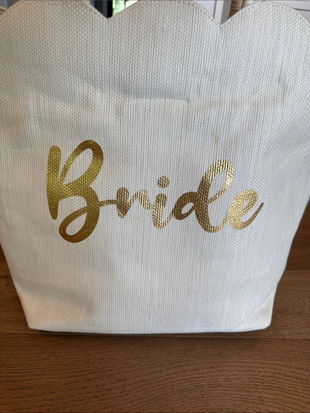 Shiraleah Bride Paper Straw Scalloped tote